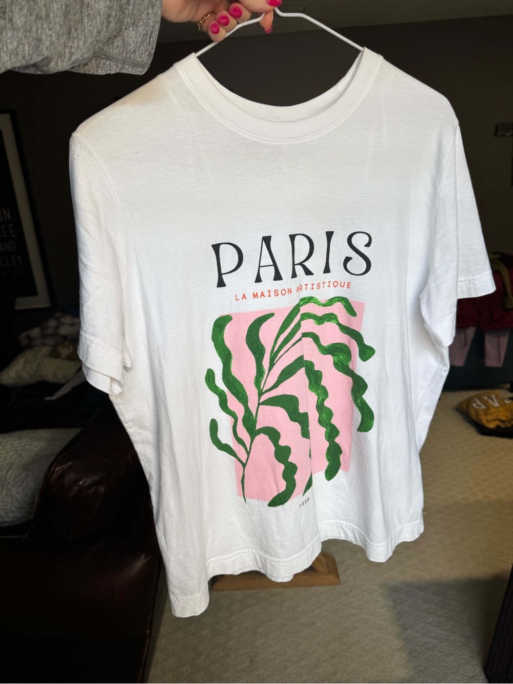 H&M White Graphic Tee with Black Text